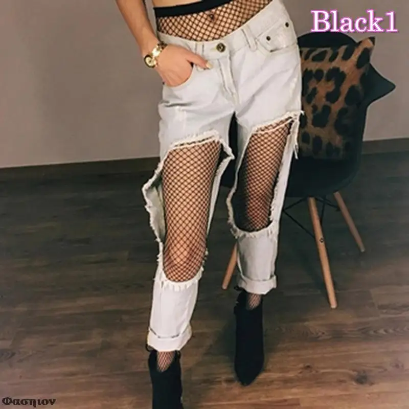 Ажурные Сексуальные колготки черные женские в сеточку чулки для клувечерние