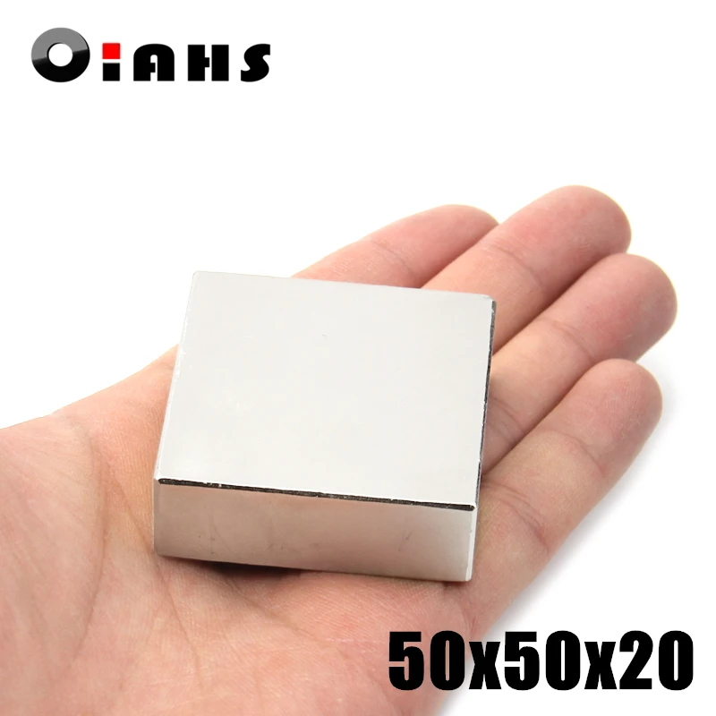 Сверхмощный редкоземельный блок неодимовый магнит NdFeB N35 F50 * 50*20 мм 5 шт. x 50x20