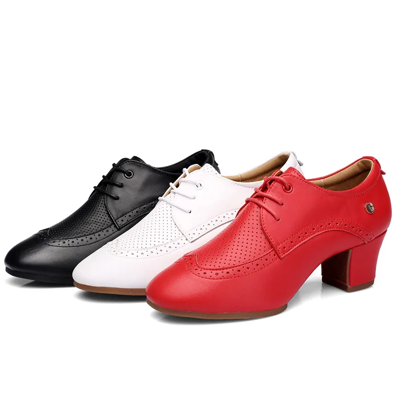 

Leather dance shoes woman female teacher mesh shoes practice square soft soled Latin dance shoes outdoor sports shoes women