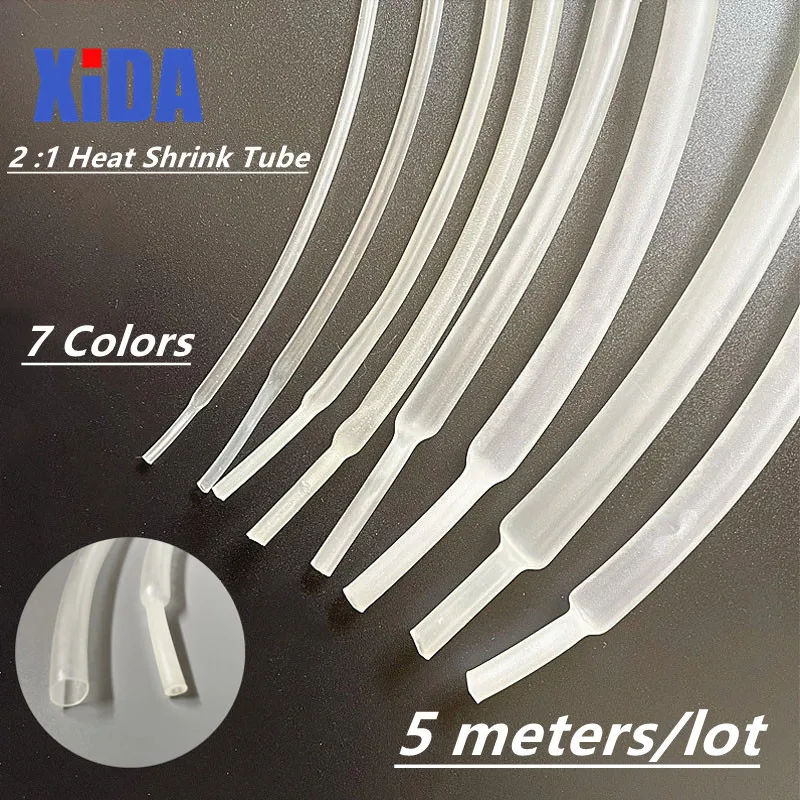 

5 Meter/Lot Clear 1mm 1.5mm 2mm 2.5mm 3mm 3.5mm 4mm 5mm 6mm 8mm 10mm Heat Shrink Tube Heatshrink Tubing Wire Sleeving Wrap Kits