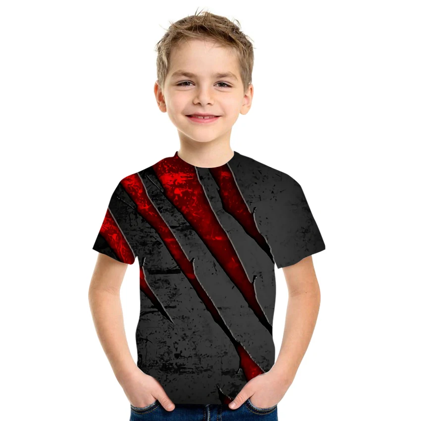 

Повседневная футболка для маленьких мальчиков и девочек, новинка 2021, абстрактная модная футболка, летняя футболка с коротким рукавом и круг...