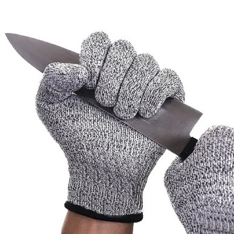 

Cut Resistent Gloves Level 5 Protection Anti-cut Golve Gray HPPE Wearable Durable Kitchen Glove Winter Warm Safety Work Gloves