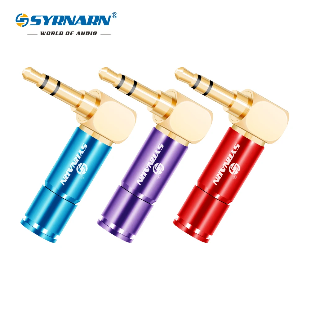 

SYRNARN 8pcs 3.5mm 3 pole 90 degree plug headphone plug L-shaped elbow right angle DIY 3.5 repair welding head for 6mm cable