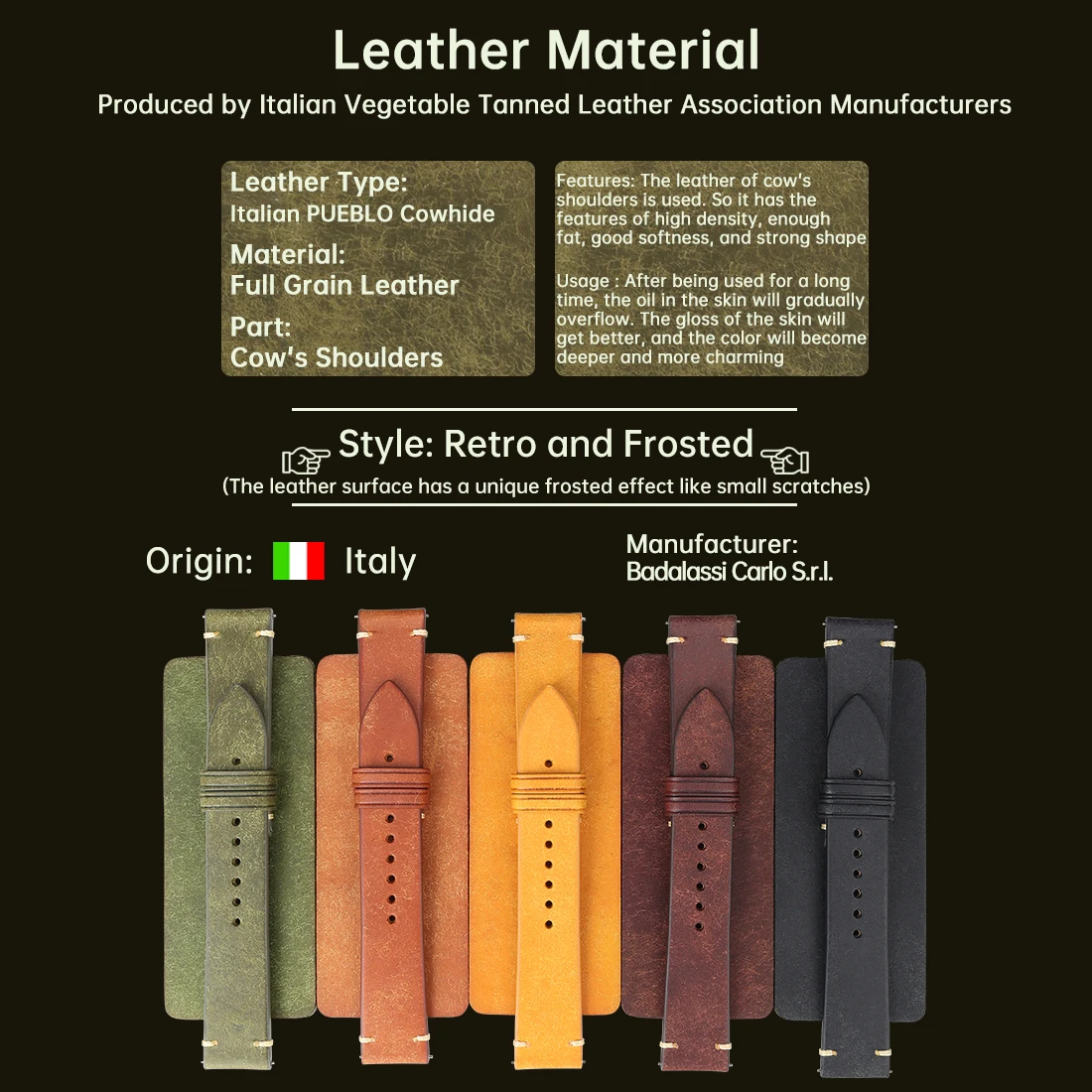 MAIKES Luxury Watch Band Accessories For Rolex Tudor OMEGA Etc Replacement Bracelet Italian Vintage Cow Leather Watch Strap