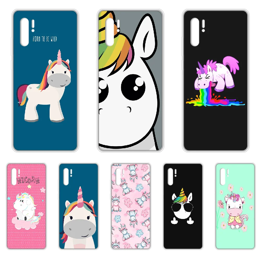 Милый чехол для телефона с рисунком единорога лошади HUAWEI p 8 9 10 20 30 40 P pro Smart 2017 2019 Z