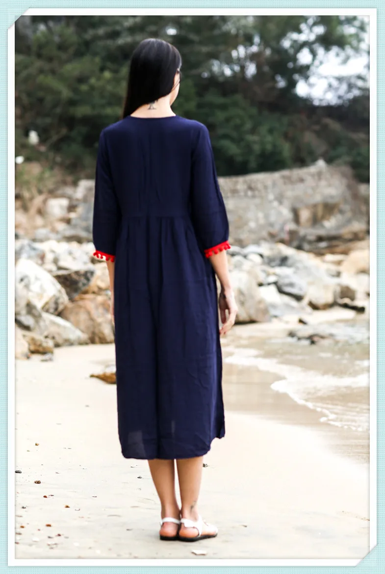 Платье женское свободного покроя в богемном стиле модное винтажное праздничное