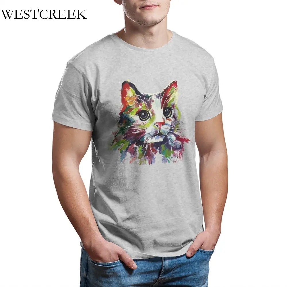 

WESTCREEK Wholesale Cat art splash Essentials Fashion Short Sleeve High Street Tshirts 190305