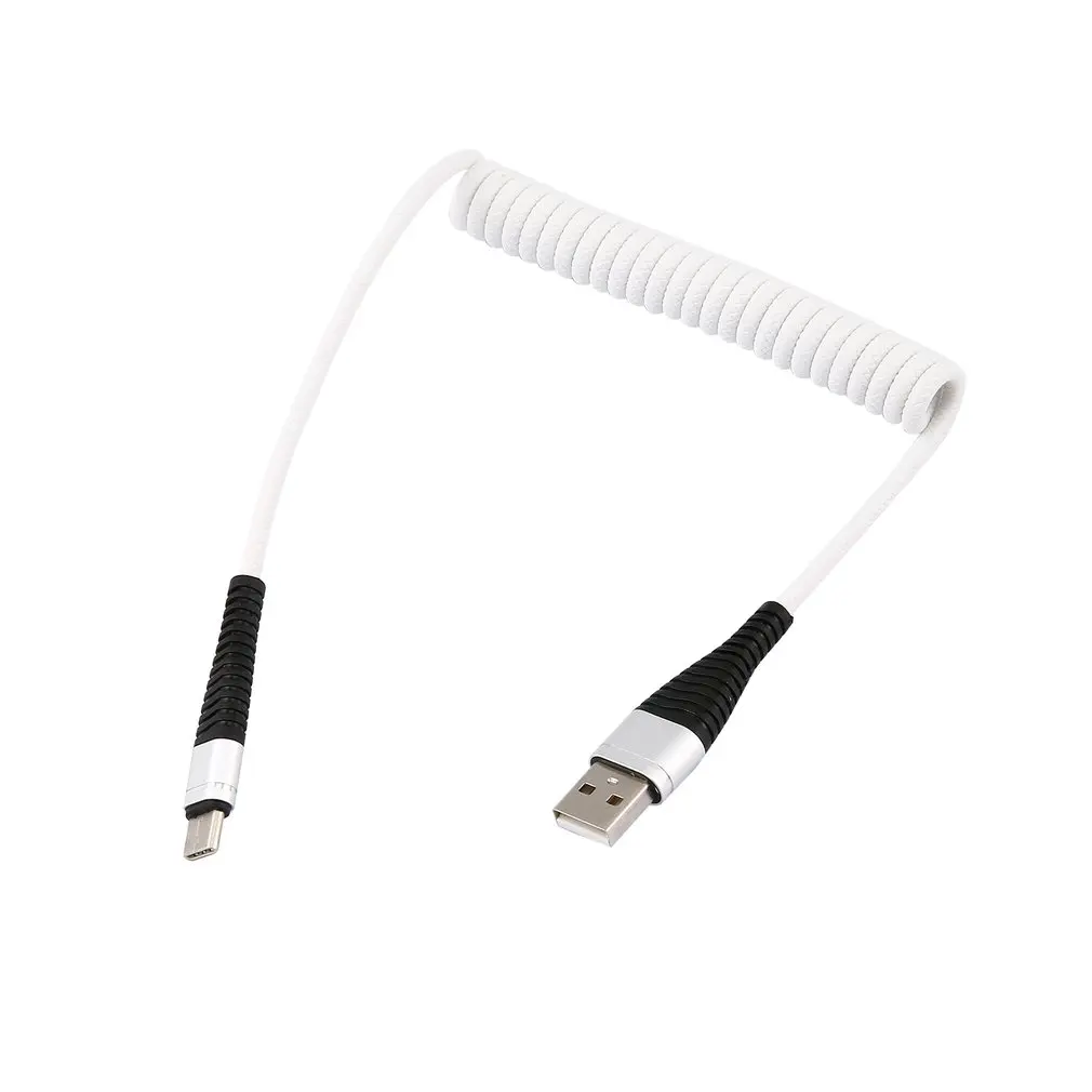 

Spiral Type-c Male Extension Cord Data Sync Charger Wire Charging Cable USB-C Type C Cable Stretched Coiled Spring for Samsung