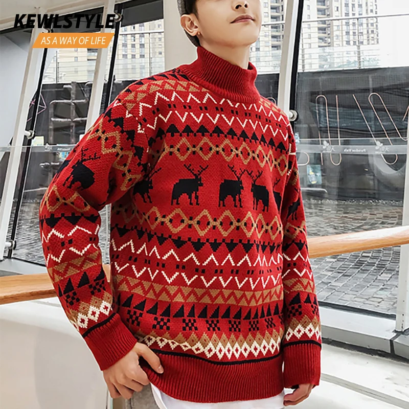 Мужские водолазки Уродливый Рождественский свитер с оленем вязаный пуловер