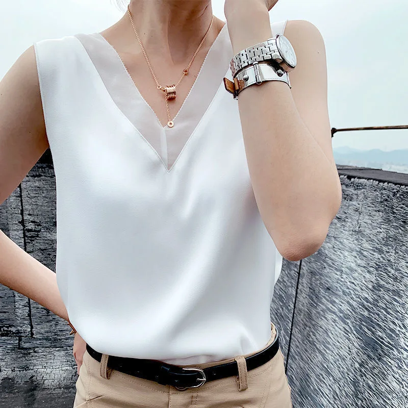 

2021 summer new Satin suspender vest for women's summer with suit temperament