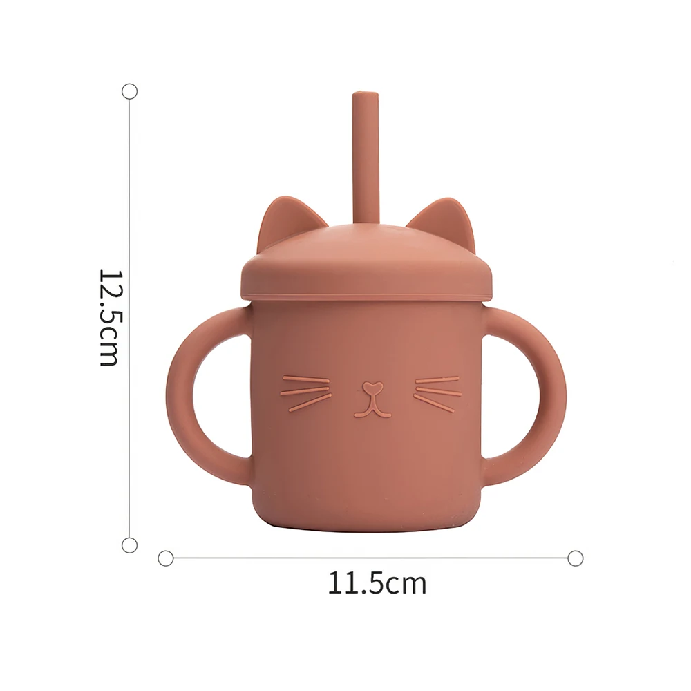 

Baby Feeding Cups Cute Cartoon Baby Learning Cups Food Grade For Toddlers Kids With Silicone Sippy Cup Kids Soft Straw Cups Gift