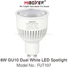 MiBoxer 2,4G GU10 6 Вт цветовая температура двойной белый (холодный + теплый белый) Светодиодный лампа AC85-265V FUT107 Цвет Температура Регулируемый Вай-Фай совместимый