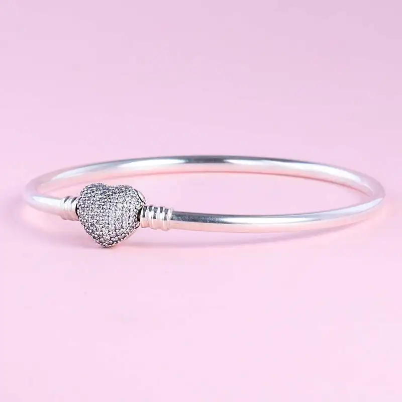 Fit Pandora, роскошный брендовый браслет, бисер, Mujer,, браслет, прозрачный, CZ, основа, змеиная цепочка, подвески для женщин, ювелирное изделие
