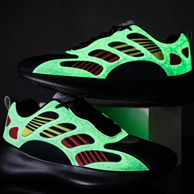 

Trend Sneakers Men Night Reflection Light Jogging Shoes 2020 New Breathable Non-slip Unisex Outdoor Shoes Fashion Women Flats