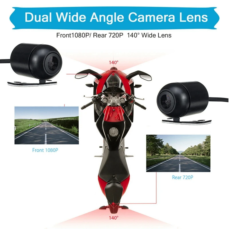 

4inch WIFI FHD Dual 1080P+720P HD Dash Camera Video Motorcycle DVR Dash Cam Driving Recorder G-Sensor Sensor