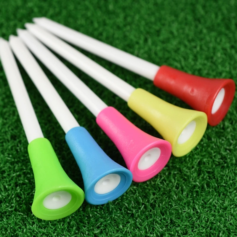 

50Pcs Profession Plastic Golf Tees MultiColor 8.3cm Rubber Cushion Top Golf Tee X5QF