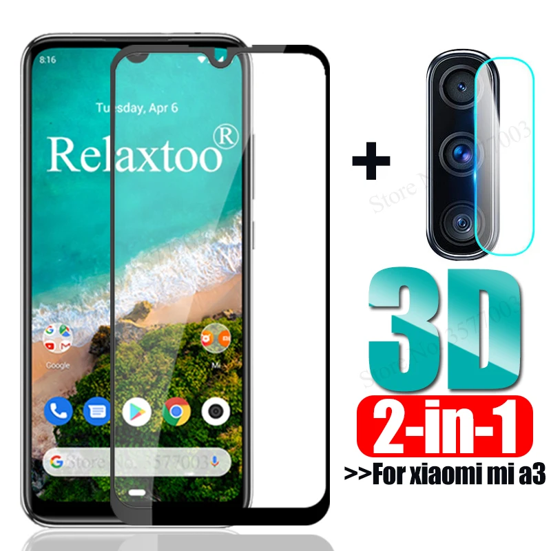Защитное стекло на экран и объектив камеры для смартфона Xiaomi Mi A3