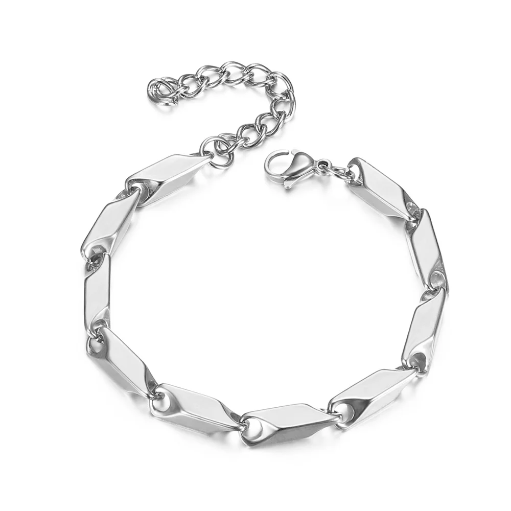 

Mens Bracelet Simple Punk 3/5mm Stainless Steel Irregular Geometry Chain Link Bracelets for Women Men Wrist Jewelry Braslet 2021
