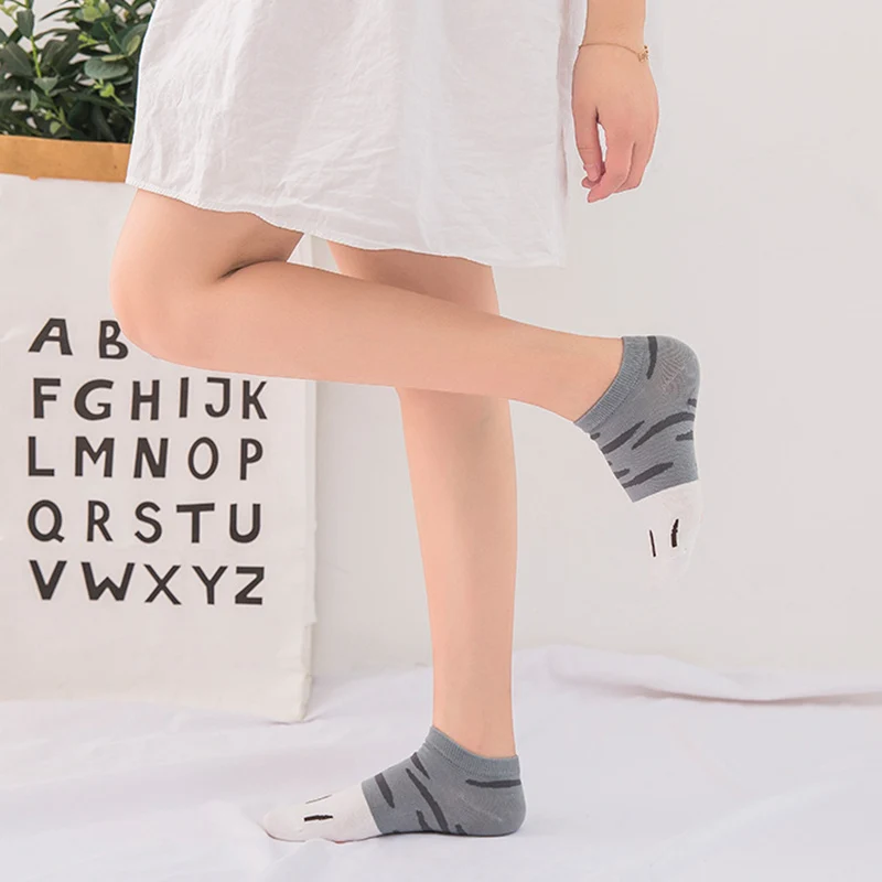 Забавные короткие носки с милым мультяшным котом женские Kawaii Femme летние