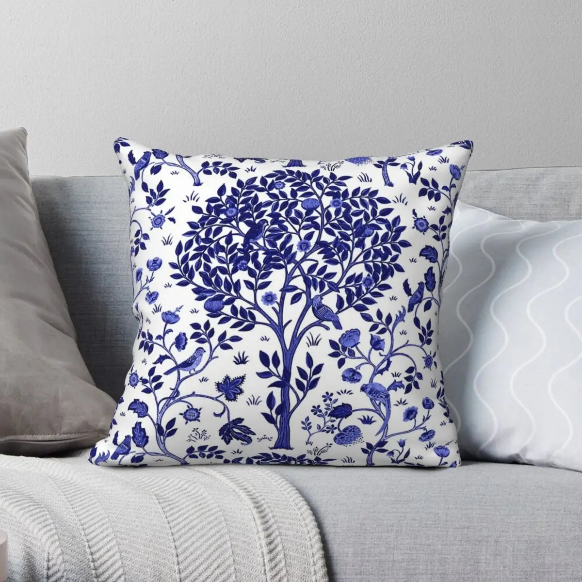 Tree Of Life Cobalt Blue Square Pillowcase Polyester Linen Velvet Creative Zip Decor Throw Pillow Case Room Cushion Cover