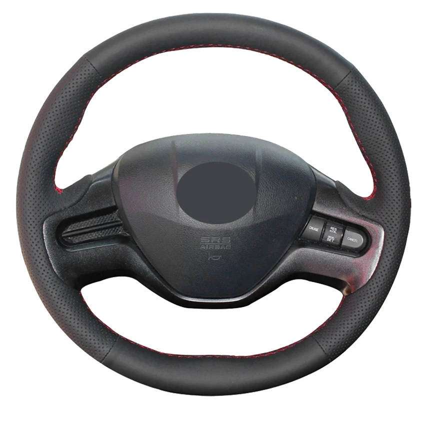 

Black Genuine Leather Hand-Stitched Car Steering Wheel Cover For Honda Civic Old Civic 2006-2009
