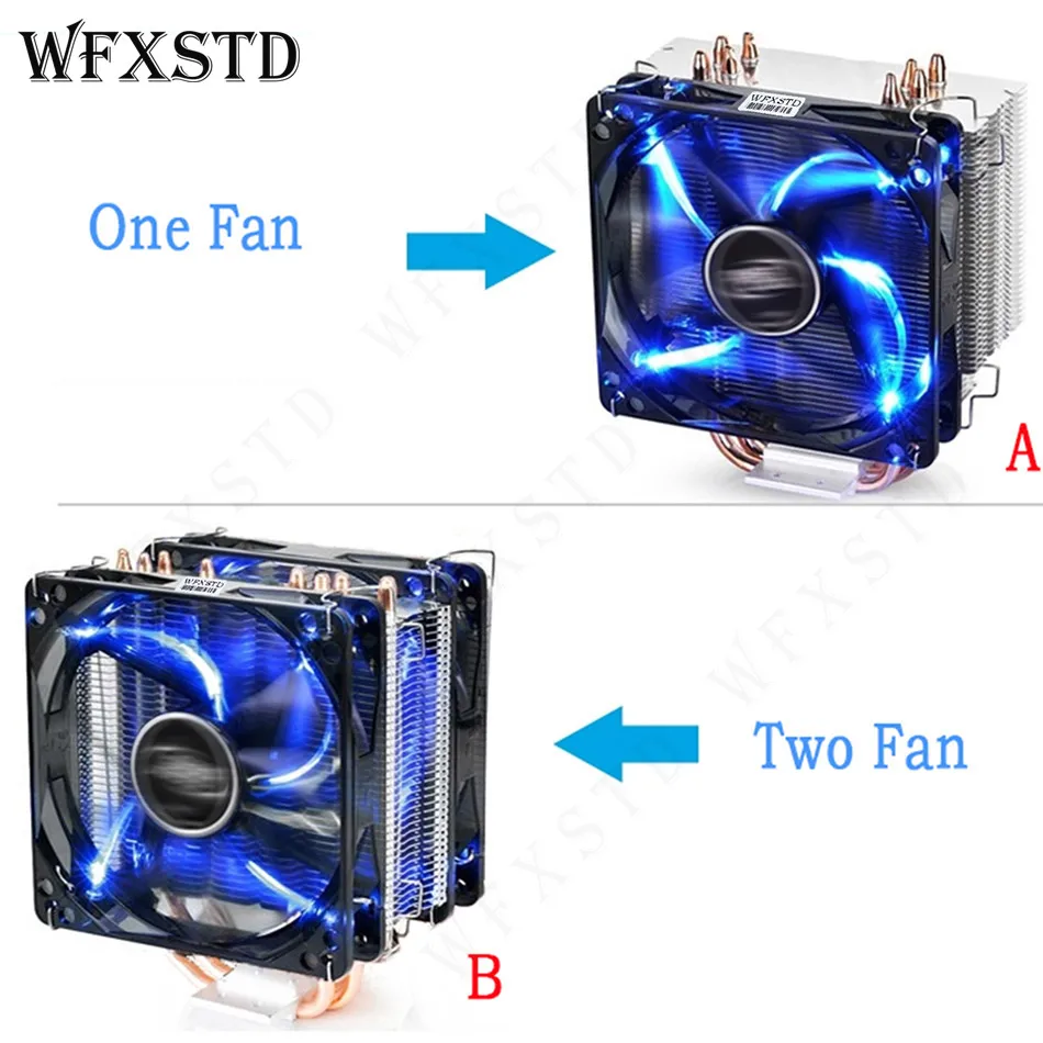 Dual Fan CPU Cooling Heatsink ultra-quiet for Intel 1155 I3 I5 I7 AMD AM2/AM2+/AM3 desktop computer heat pipe radiator Fans | Компьютеры и