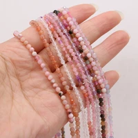 small beads natural semi precious stones tourmaline faceted beads for jewelry making diy necklace bracelet accessories 3mm