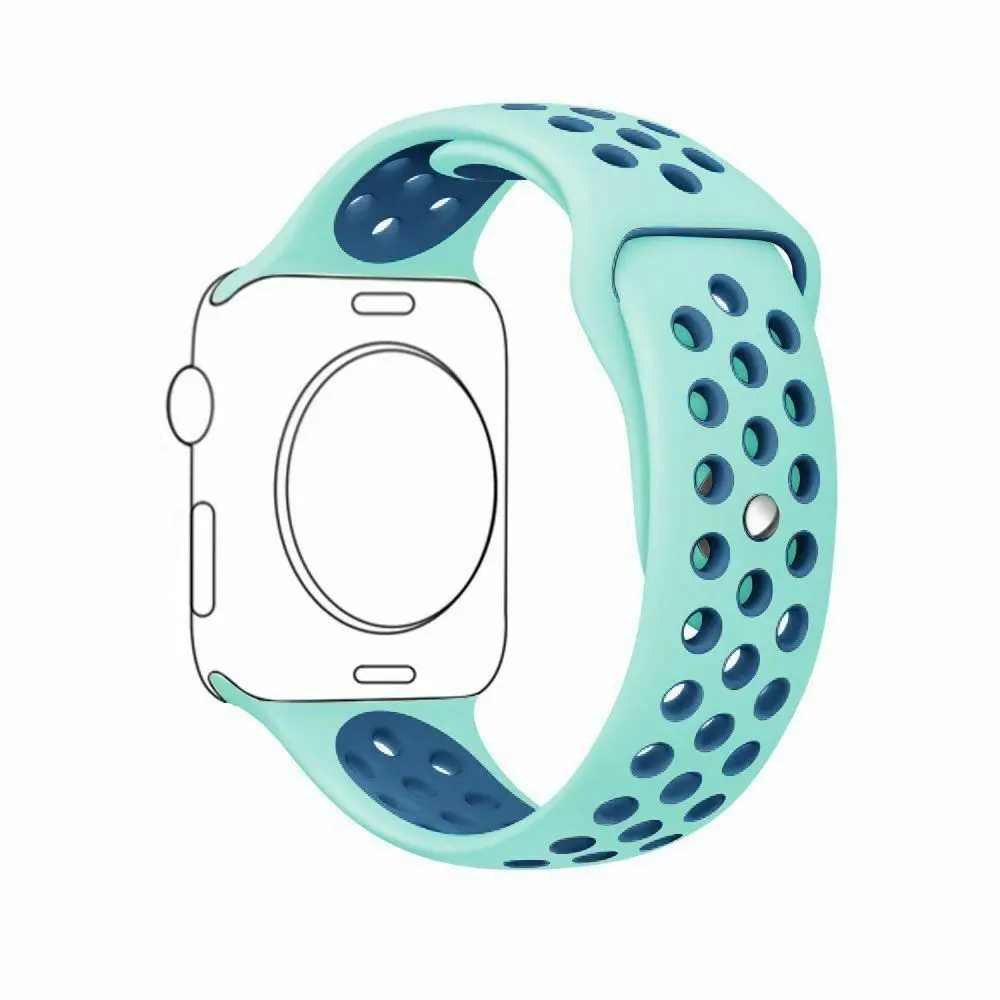 Дышащий силиконовый ремешок для часов для Apple Watch ремешок 5 4 3 2 1 38 мм 42 мм спортивный резиновый ремешок для часов Nike+ iwatch 40 мм 44 мм - Цвет ремешка: Green blue