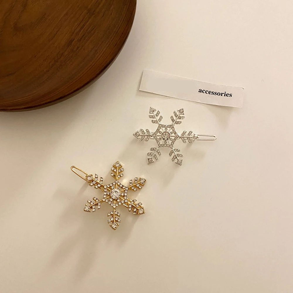 Женские блестящие металлические заколки Стразы со звездами и снежинками заколка