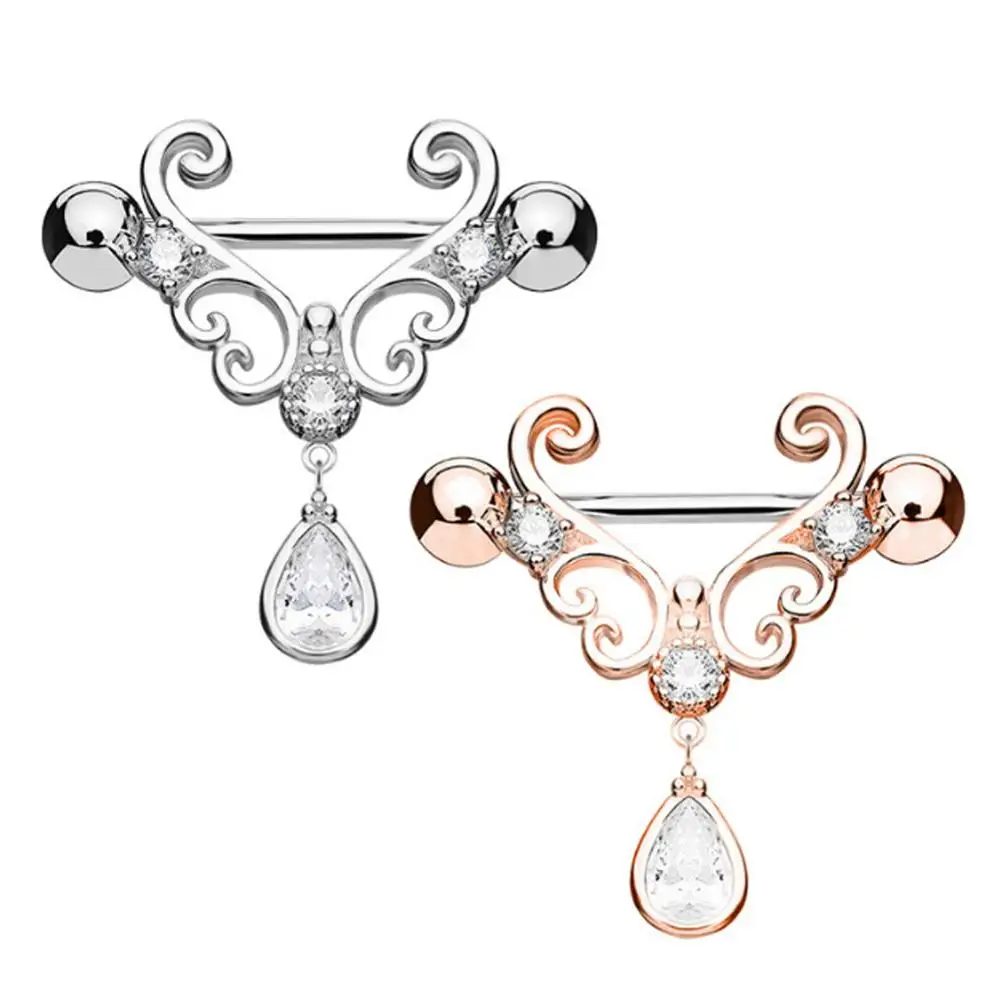 Кольцо для пирсинга груди с цирконом подвеска в форме слезы кольцо ювелирное
