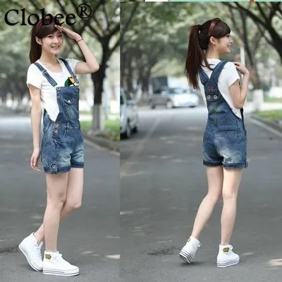 Женский джинсовый комбинезон в готическом стиле Летний ретро с подтяжками и