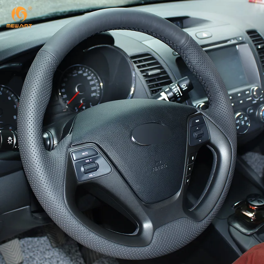 Черный чехол рулевого колеса автомобиля из искусственной кожи для Kia K3 2013 K2 Rio 2015