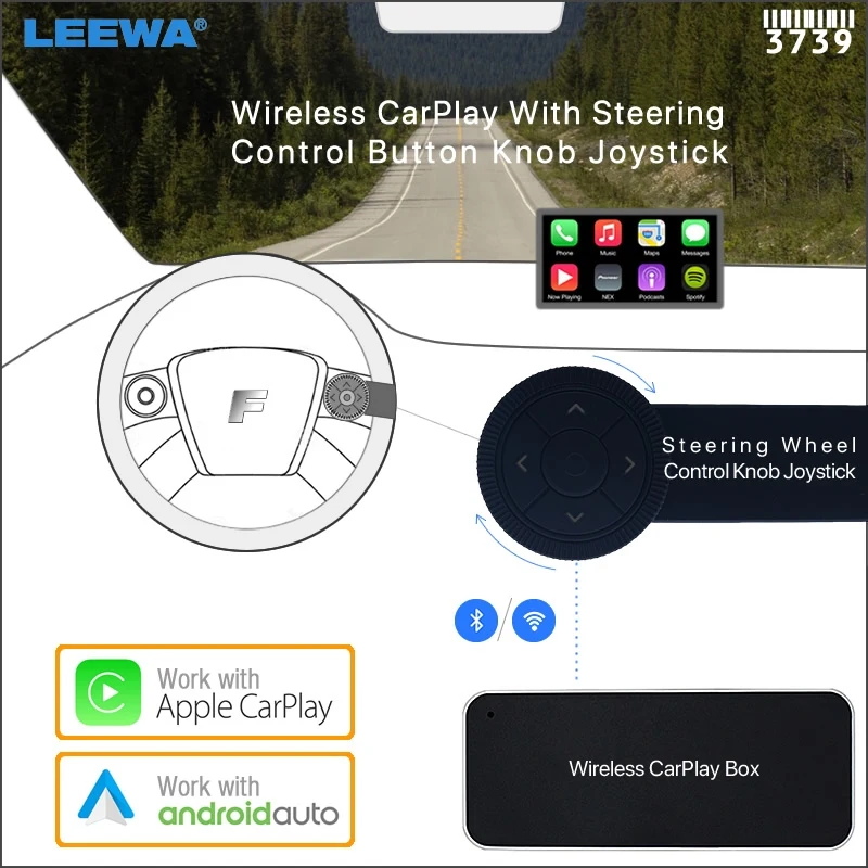 LEEWA беспроводной CarPlay с кнопкой управления рулем джойстик для автомобиля система