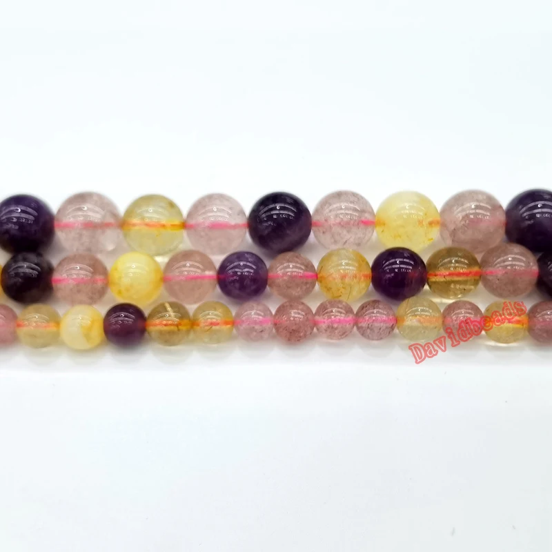 Натуральные супер семь кристальных топазов круглые каменные бусины 6 8 10 мм для