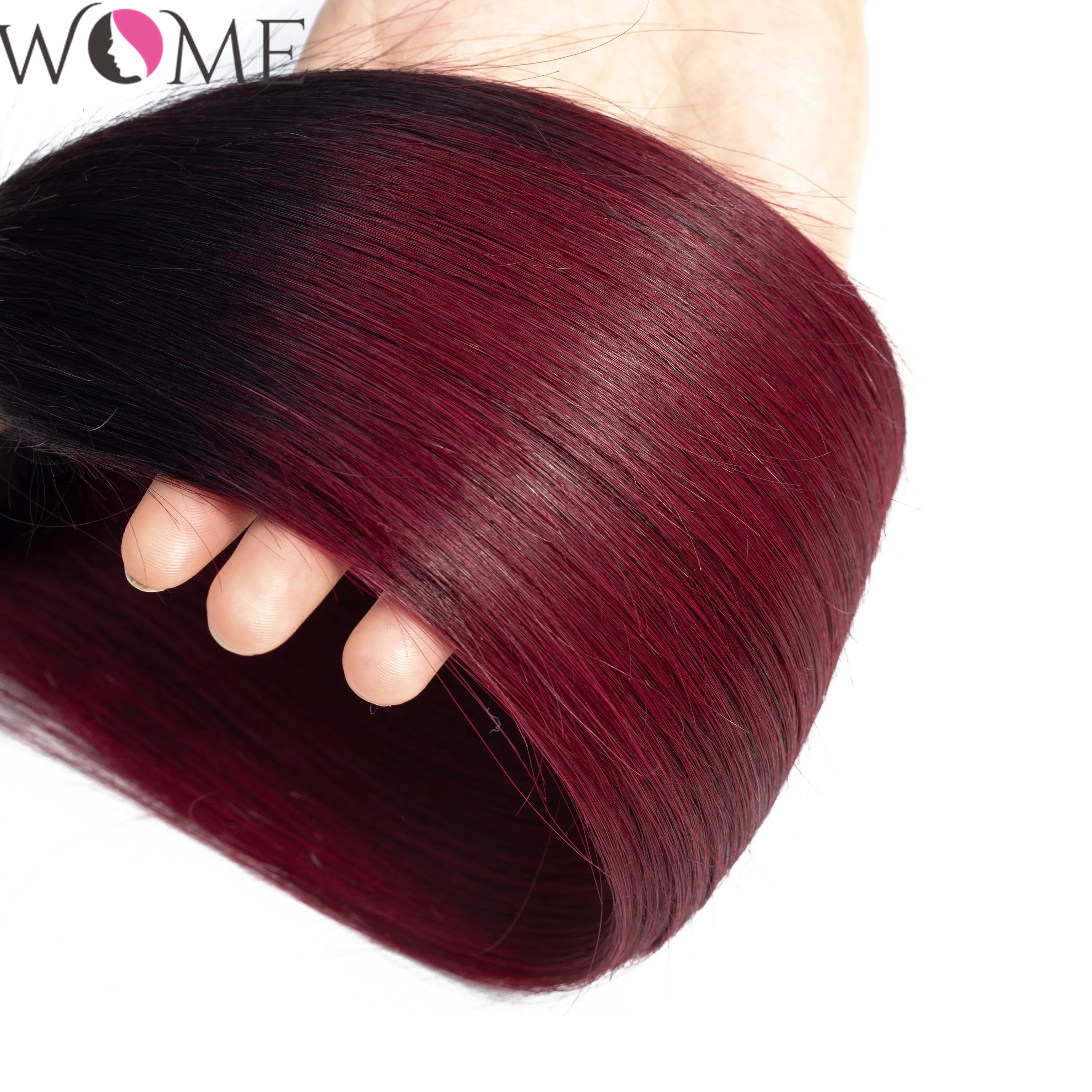 Женские пучки человеческих волос Ombre с закрытием предварительно цветные 1b/99j