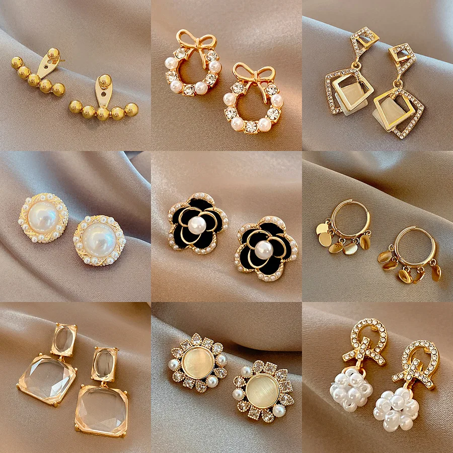 

S925 Silver Needle French Vintage Pearl Stud Earrings Korean Style Ear Accessories Wedding Drop Fashion Jewelry Gifts