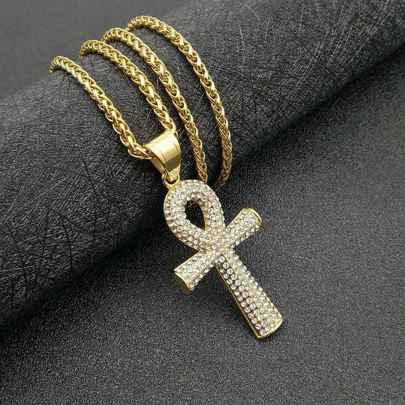 Хип хоп полностью Iced Out Нержавеющая сталь Стразы Anka Подвески ожерелье мужские и