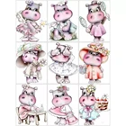 Сплошная Бриллиантовая 5D с мультяшным бегемотом комплект DIY ручной работы картина, вышитая бисером для детей подарок мозаика стразы, украшение для дома