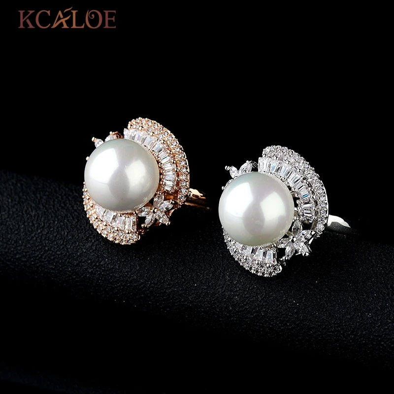 Женское кольцо с цирконом KCALOE роскошное белым кристаллом из кубического