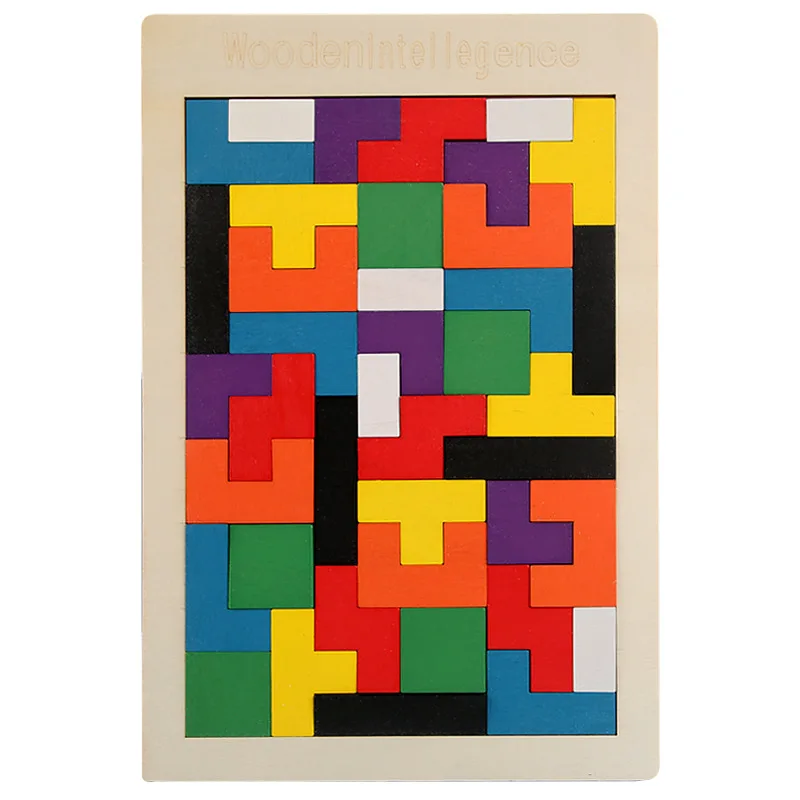 

3D Colorful Puzzle Wooden Tangram Math Wood Toy Tetris Game Children Pre-school Magination Intellectual Educational for Kids