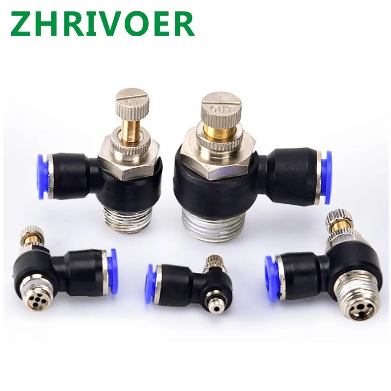 

1 шт. M5 "1/8" 1/4 "3/8" 1/2 указатель скорости набегающего потока воздуха Регулирующий клапан Дроссельный клапан SL 4681012 мм быстрое подключение Пневм...