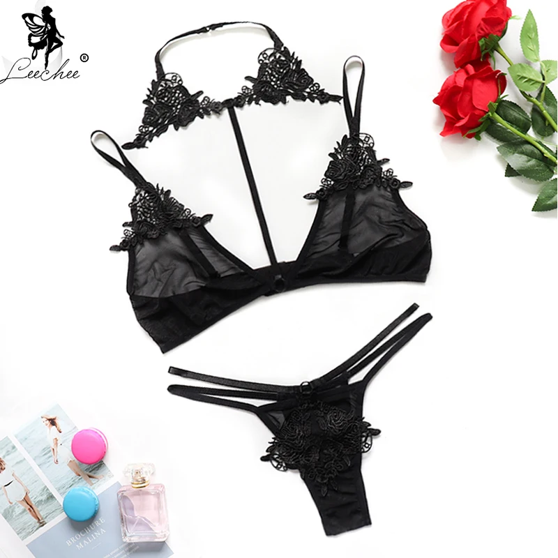 Комплект женского нижнего белья Leechee пикантный дышащий бюстгальтер с цветочной