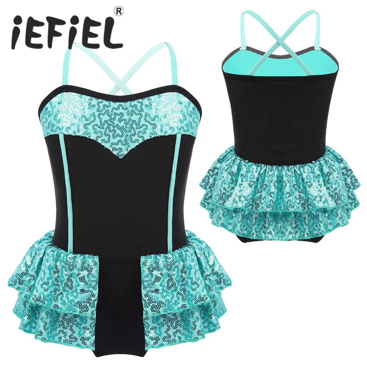 Детское блестящее балетное танцевальное трико с блестками для девочек платье