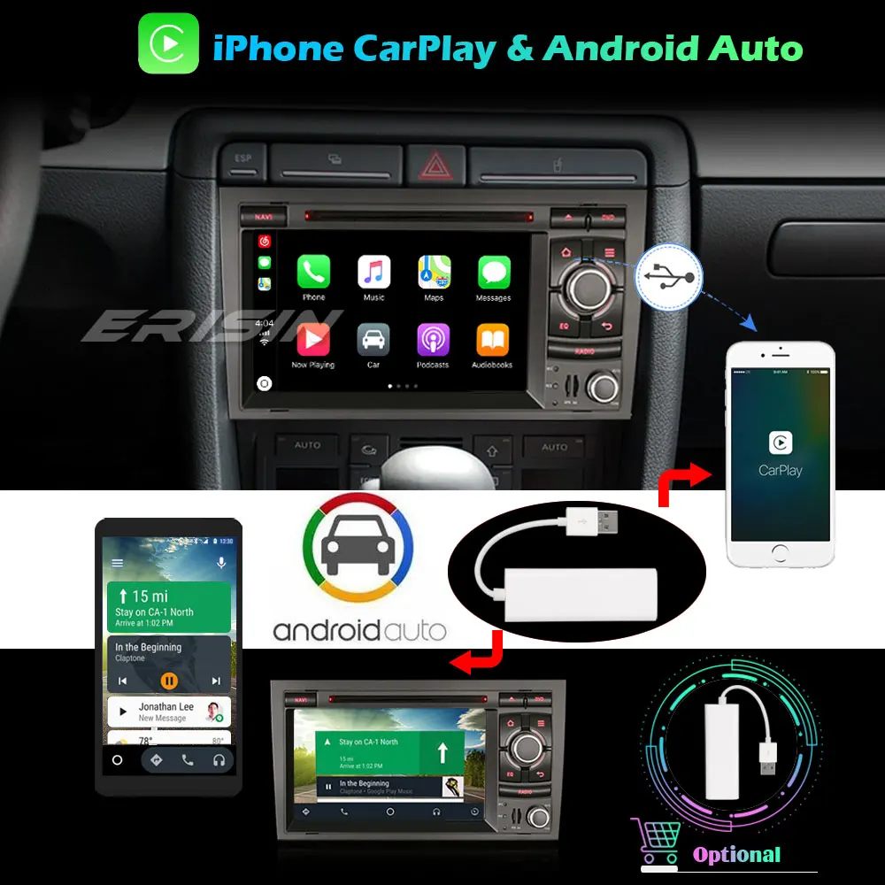Erisin ES5974A Android 10 0 DAB + Автомобильное Стерео DVD Авторадио для Audi A4 B7 S4 RS4 RNS E Seat Exeo Wifi