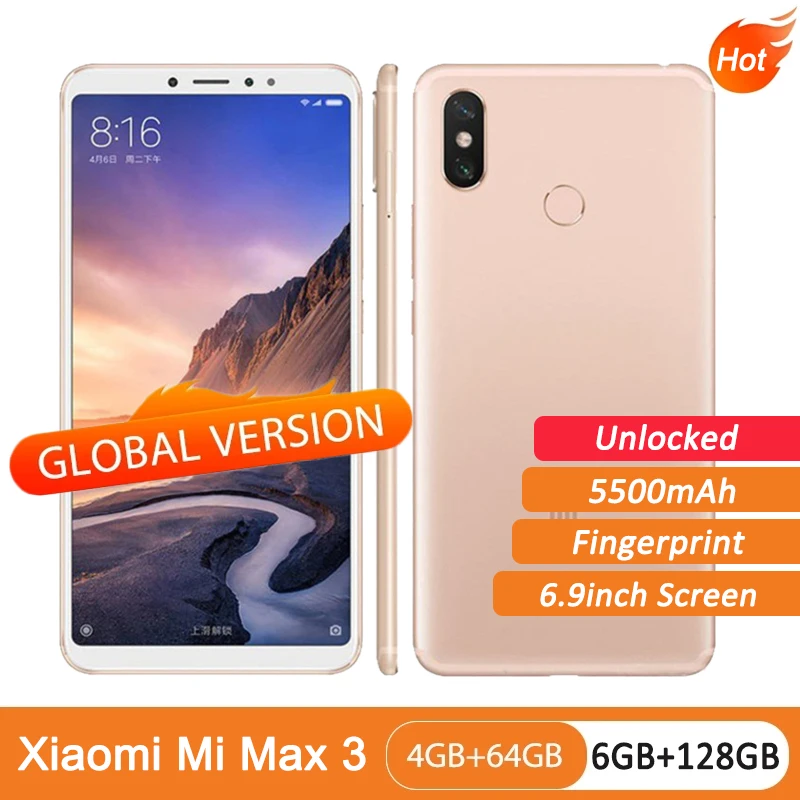 

Оригинальный б/у Смартфон Xiaomi Mi Max 3, разблокированный телефон 6,9 дюйма, 4G/6G ОЗУ 64 Гб/128 Гб ПЗУ, 4G, Android, Восстановленный мобильный телефон