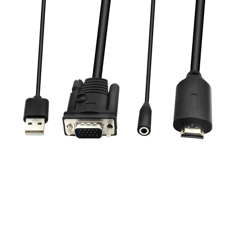 HDMI к VGA кабель адаптер 1 8 м с USB и аудио входом HDMI2VGA Кабель видеокабель