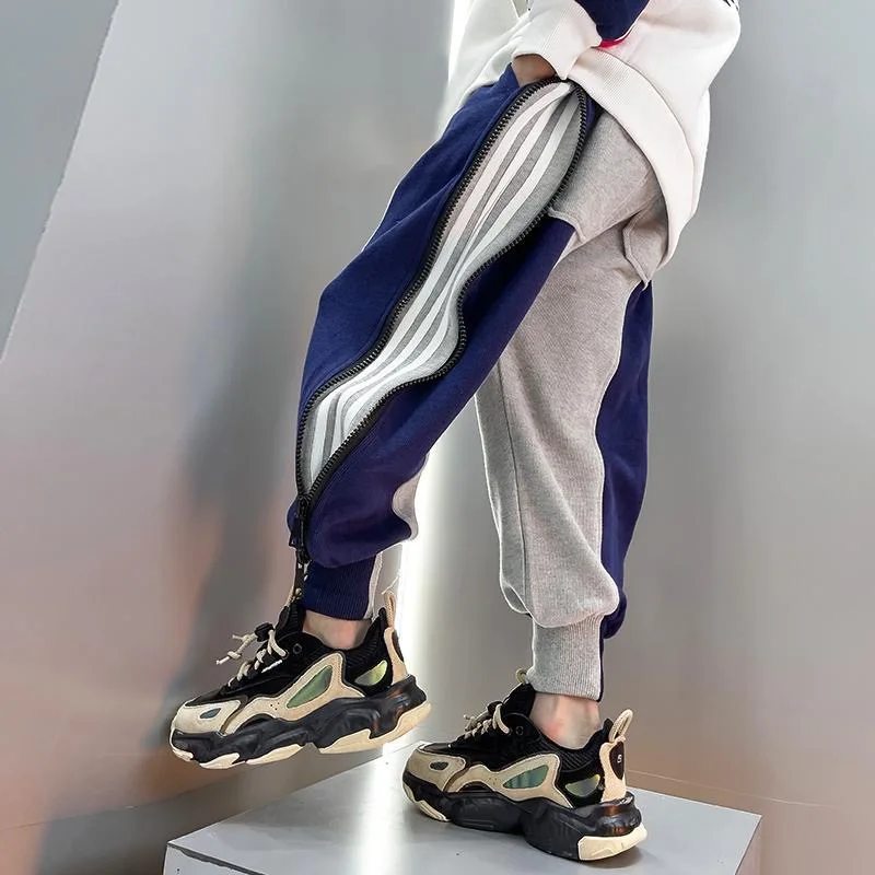 Брюки для мальчиков Модные Полосатые повседневные штаны на весну осень детские