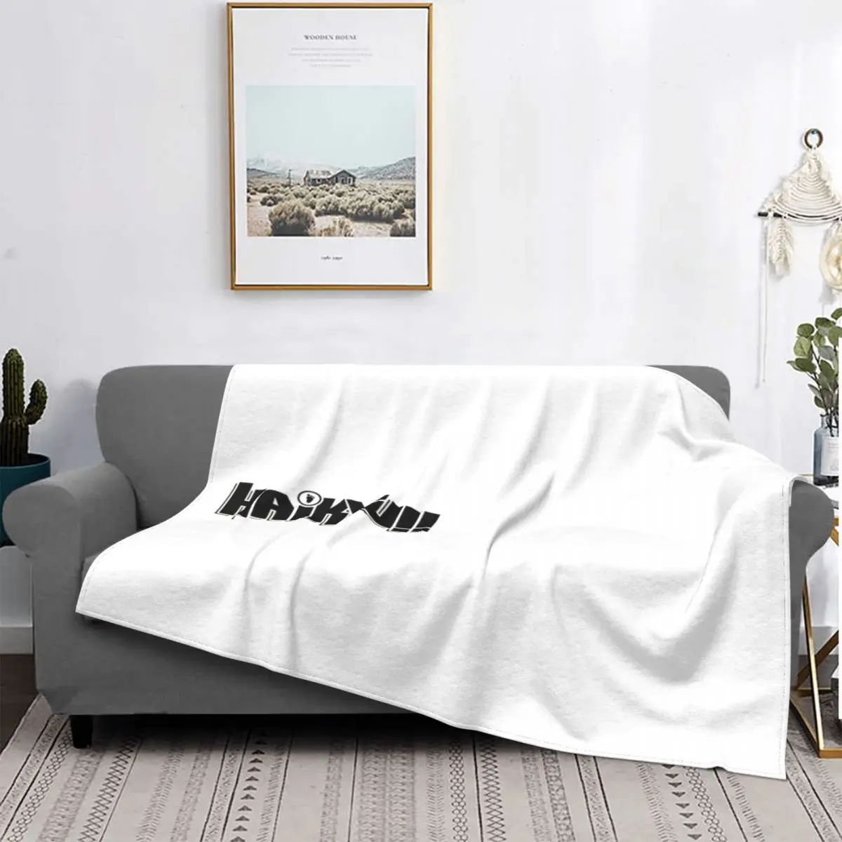 

Haikyuu-Manta con capucha para cama, cubrecama a cuadros, sofá, cama, sofá
