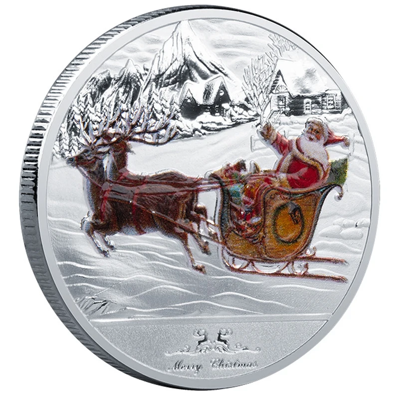 4 вида конструкций Посеребренная памятная монета Санта-Клауса с рождеством