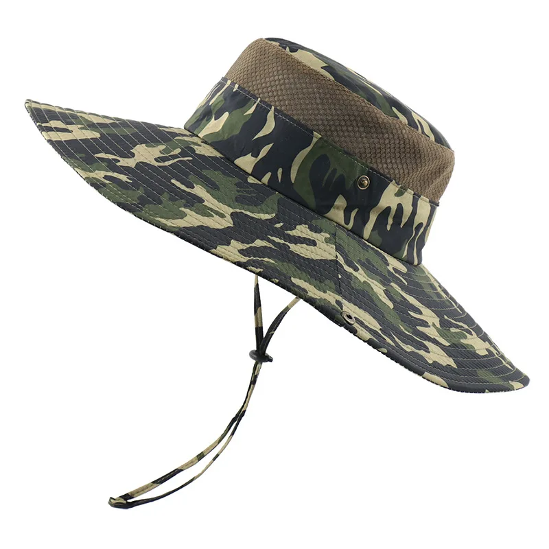 

YSYX UV Protection Bucket Outdoor Hat Waterproof Wide Brim Hat with Breathable Mesh Chin Strap For Cycling Hiking Fishing Cap